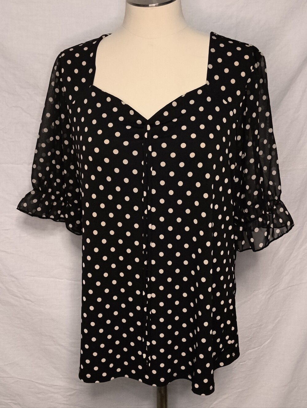 Adele & May Black Polka Dot Sweetheart Neck Blouse